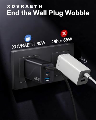 Super Fast 65W GaN USB-C 3-Port Foldable Charger for Samsung S26 Ultra/S26/S26+/S25 Ultra/S25/S24 Ultra/S24/S23 Ultra/S22 Ultra, iPhone 17/16/15/14/13/12, MacBook Pro/Air & iPad Pro - color: 4Black S