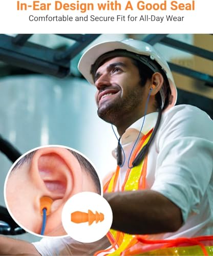 Bluetooth Work Headphones, OSHA-Compliant, 27dB NRR, 24H Playtime - color: Blue with Blue