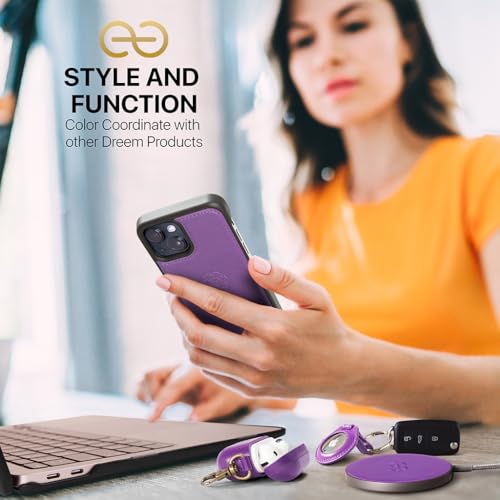Dreem Vegan Leather Magnetic Detachable Wallet Case for iPhone 13 Purple | Built-in Phone Stand, RFID Blocking Card Holder Flip Cover, MagSafe Compatible, Gift Box [Fibonacci: Purple] - color: Purple, size: iPhone 13