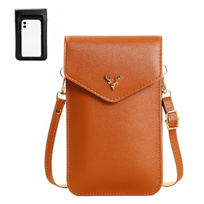 honitty Cell Phone Purse, Touchscreen Phone Crossbody Bag, Waterproof Leather Anti-Theft Wallet for Women, Perfect for Travel - color: Brown