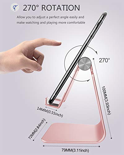 CreaDream Aluminum Cell Phone Stand, Adjustable Phone Holder for Desk - color: Rose Gold