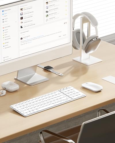 seenda SKM64-2 Bluetooth Keyboard and Mouse Combo for Mac, MacBook and iPad - color: White & Silver