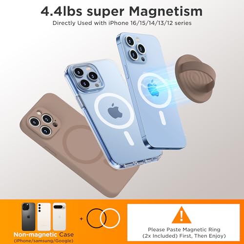 Upgraded Magnetic Phone Grip, Liquid Silicone Soft and Portable, Removable Finger Loop Ring Grip Holder for iPhone, Strong Magnetic Attraction, Compatible with MagSafe Phone Case, Light Brown - color: Light Brown