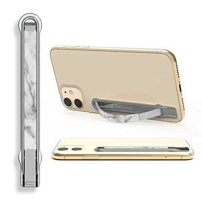SleekStrip SleekGrip-Premium Ultra Thin Phone Grip Stand,Slim Metal Finger Loop Ring Hand Holder Strap Cell Phone Grips for iPhone 16 Pro Max,17,Android,Case Back - Chrome x White Marble - color: Chrome x White Marble