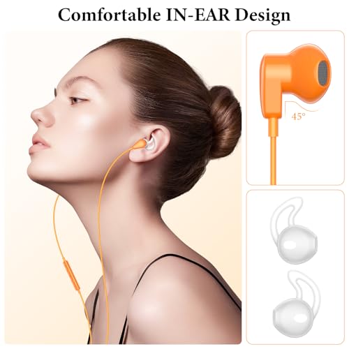 APETOO USB C Headphones for iPhone 18 Pro Max 17 16 15/iPad Air Earbuds - color: Orange