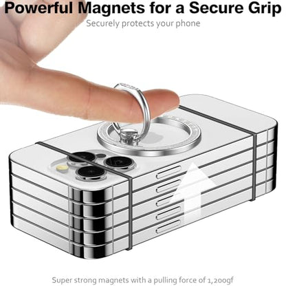 Allengel Magnetic Phone Grip for MagSafe, Magnetic Ring Holder Compatible with MagSafe Phone Ring, 360°Rotating Finger Kickstand for iPhone 16 Pro Max 15 14 13 12 Plus & Android Phone(Bling Silver) - color: Bling Silver