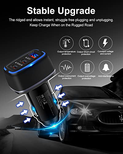 78W USB C Car Charger, Super Fast Charging Cigarette Lighter Adapter