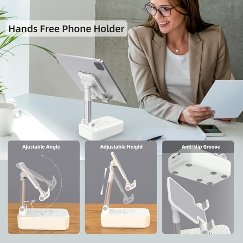ZEALOT Cell Phone Stand with Wireless Bluetooth Speaker, Phone Holder and Wireless Induction Speaker Amplifier Dock,Gifts for Women Men Dad Mom Him Her-White - color: White