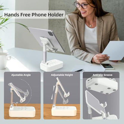 ZEALOT Cell Phone Stand with Wireless Bluetooth Speaker, Phone Holder and Wireless Induction Speaker Amplifier Dock,Gifts for Women Men Dad Mom Him Her-White - color: White