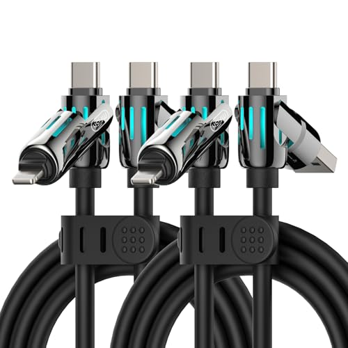 MFish 2-Pack 240W 4-in-1 Multi Charging Cable, Black+Grey, 6.6FT - color: Black+Grey, size: 2-Pack 6.6FT