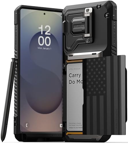 VRS DESIGN Damda Glide DuoGuard for Galaxy S25 Ultra Case (2025), Premium Sturdy Fully Covered Camera Lens Protection Cover Card Holder Wallet Case (Liberty Black) - color: Liberty Black, size: Galaxy S25 Ultra