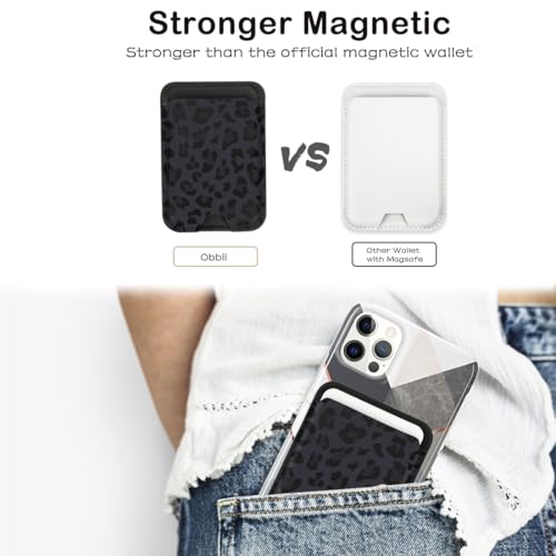 Compatible with Magsafe Cute Wallet Magnetic Card Holder (Leopard) - color: Leopard