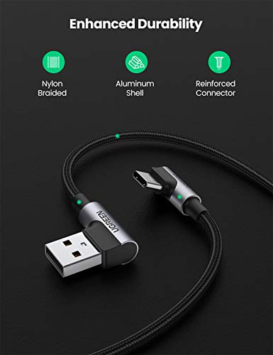 UGREEN USB A to USB C Cable 90-Degree Fast Charging Cable, 1.6ft - size: 1.6 ft