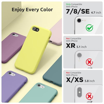 SURPHY Designed for iPhone SE Case, iPhone 8 Case, iPhone 7 Case, Liquid Silicone Phone Case for iPhone se 3rd 2nd SE 2022 SE 2020, Yellow - color: Yellow