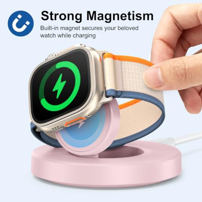 Upgraded for Apple Watch Charger, Foldable Travel Fast Charging Dock - color: Pink, size: USB A