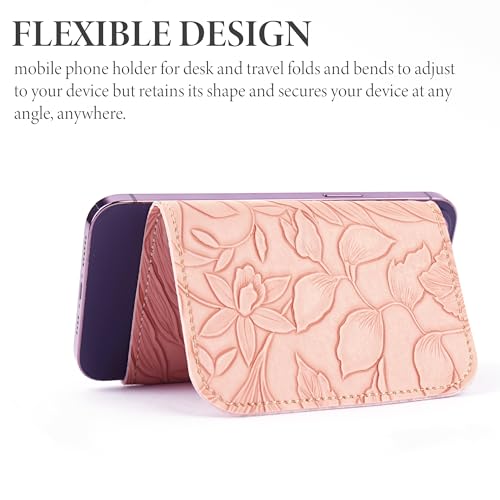 Airplane Travel Essentials for Flying Flex Flap Cell Phone Holder & Flexible Tablet Stand for Desk, Bed, Treadmill, Home & in-Flight Airplane Travel Accessories(1-Carved Pink) - color: 1-Carved Pink