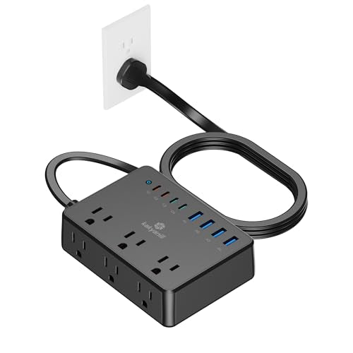 Kakyanill 100W Charging Station, Power Strip with 6 AC Outlets 8 USB Ports - color: Black