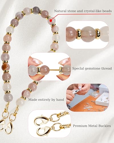 Marble Beaded Phone Wrist Strap for Women, Detachable Design - color: Charoite