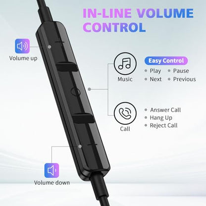 USB C Headphones Wired for iPhone 18 Pro Max Duo 17 Air 16 15 Plus/iPad - color: GradPurple