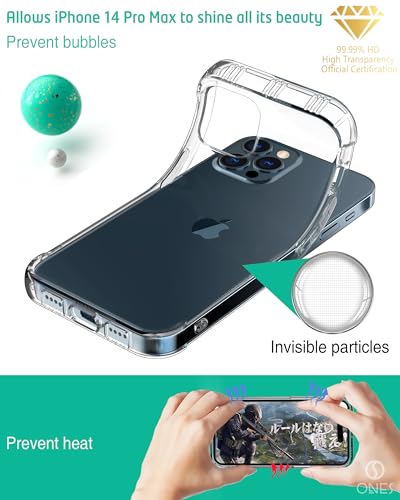 ONES for iPhone 14 Pro Max Case Clear, Slim Soft TPU Silicone Cover, Military Drop Protective Thin Phone Bumper Case with Shockproof Airbags, Yellowing Resistant, Transparent - color: HD High Transparency, size: iPhone 14 Pro Max