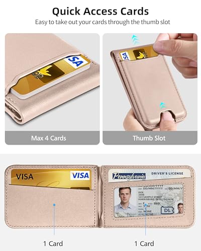 For Magsafe Wallet Stand, 6 Cards Holder, RFID Blocking | Strongest Magnetic Wallet for iPhone 17/16/15/14/13/12 Series, ID Window, Vegan Leather, Desert Titanium Gold - color: Desert Titanium Gold