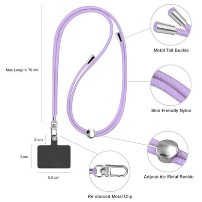 TBOC Cell Phone Lanyard [Lilac] - Comfortable Universal Smartphone Lanyard - Easy to Use Neck Phone Holder [Black Patch] - Adjustable Length Phone Strap Crossbody - Fits All Mobile Phones - color: Lilac