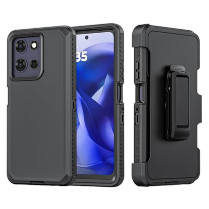 Shockproof Phone Case for Motorola Moto G Power 5G 2025/Moto G Play 2025 with Belt Clip Holster,Rugged Full-Body Protective Case Cover with Kickstand & Holster (Black) - color: Black