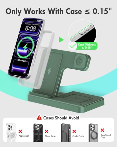 GETPALS Wireless Charger Phone Charging Station for Apple Multiple Devices - color: Dark Green