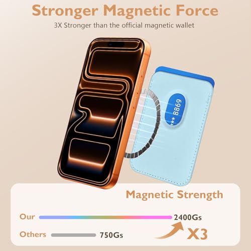 Compatible with Magsafe Wallet Magnetic Card Holder - Blue Cat Phone Wallets for Women Teen Girls Cute for iPhone 17/16/15/14/13/12 Series Slim for Apple Mag RFID Magnet,Fit 3 Cards - color: Blue Cat