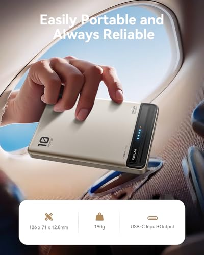 Kuulaa for MagSafe Battery Pack 10000mAh, 20W Ultra Slim Wireless Portable Phone Charger with LED Display, Magnetic Power Bank for iPhone 16/15/14/13/12 - color: Titanium