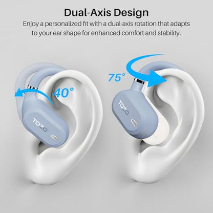 TOZO OpenWear Open Ear Earbuds, AI Translation Real Time 145+ Languages - color: Blue