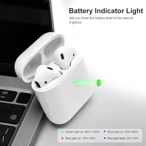 Wireless Charging Case Compatible with AirPod 1st & 2nd Generation, Air Pod Charger Case Replacement with Bluetooth Pairing Sync Button, No Earbuds - color: White