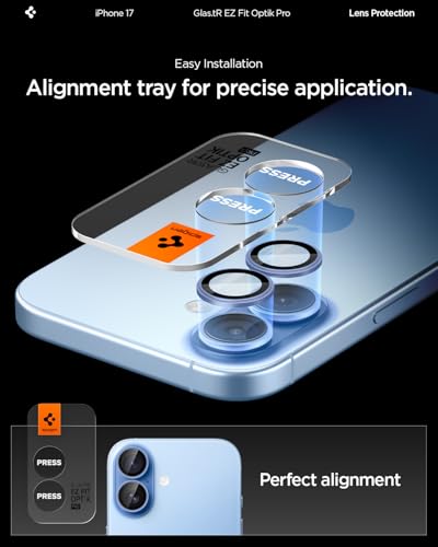 Spigen Camera Lens Protector for iPhone 17 (16 Plus/16) - Mist Blue - color: Mist Blue