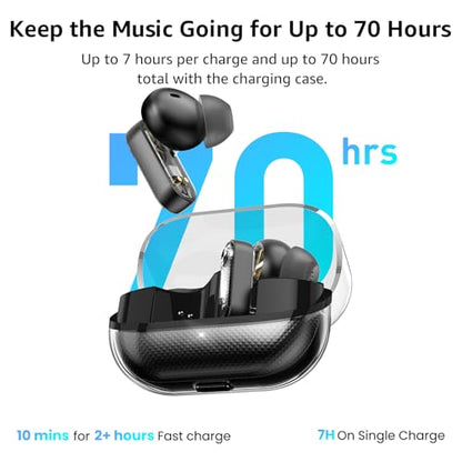 TOZO Crystal Pods Hybrid Active Noise Cancelling Wireless Earbuds, Black - color: Black