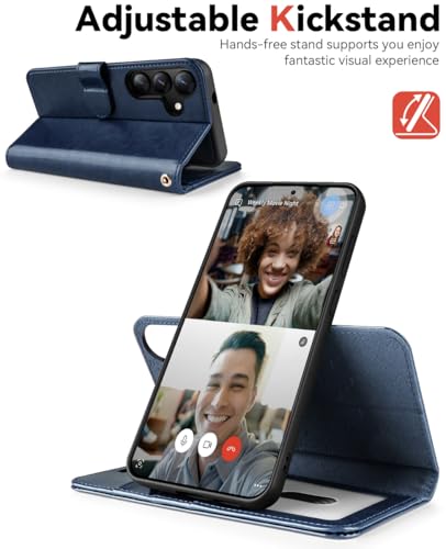 OCASE for Samsung Galaxy S25 Detachable Wallet Case, Blue | 2-in-1, Card Holder, RFID Blocking, Stand, Wrist Strap, Shockproof, Wireless Charging, Magnetic, PU Leather Flip Phone Cover - color: Blue, size: Samsung Galaxy S25