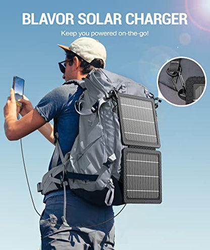 BLAVOR 10W Portable Solar Charger (5V/2A Max), Small Foldable Solar Panel - color: Gray