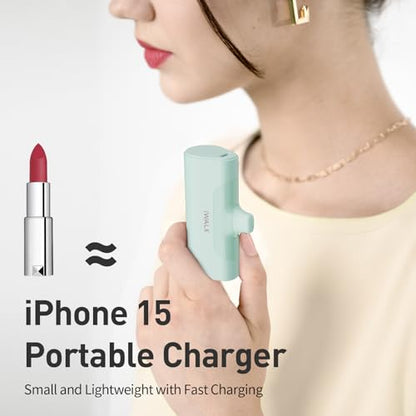 iWALK Portable Charger for iPhone 18/17/16/15 USB-C Small Power Bank 20W 4,500mAh Fast Charging Battery Pack Compatible with iPhone 15/16/17 Plus/18 Pro Max, Samsung Galaxy S25/S24/S23 Android - color: Mint-Green