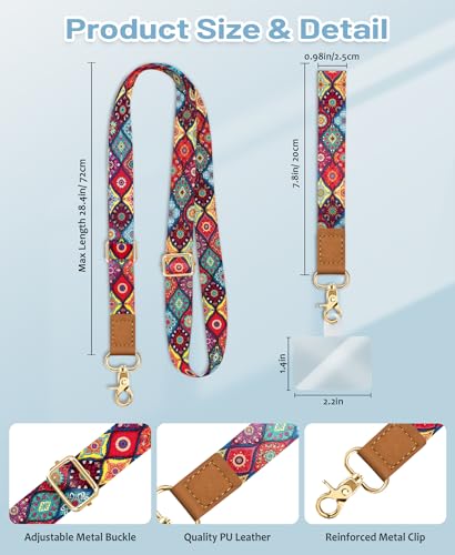 Yonlevres Phone Lanyard Crossbody Strap Wrist Neck Adjustable Women Boho - color: Bohemian