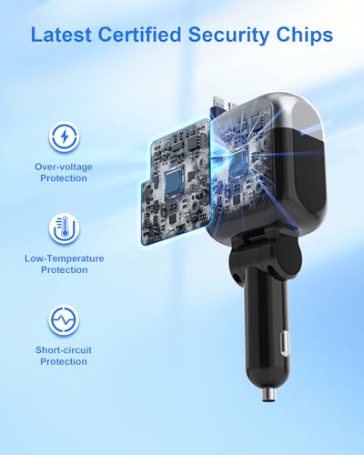 87W Retractable Car Charger, Cigarette Lighter USB Charger for iPhone 17