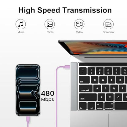 iPhone 18 17 16 15 Charger Fast Charging, 20W Dual Port USB C Charger Block - color: Purple