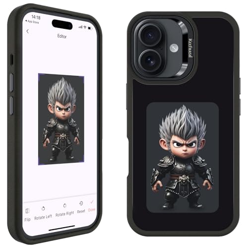 Smart E Ink Phone Case for iPhone 16, 4.0" 4-Color NFC Changing Picture Case, Digital Photo Display Protective Cover, Anti-Drop Water-Resistant, Black