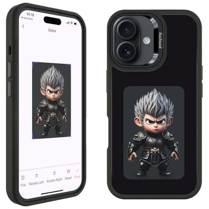 Smart E Ink Phone Case for iPhone 16, 4.0" 4-Color NFC Changing Picture Case, Digital Photo Display Protective Cover, Anti-Drop Water-Resistant, Black