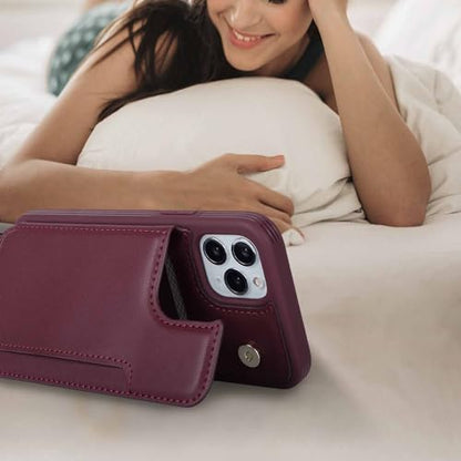 iCoverCase Compatible with iPhone 11 Pro Phone Case with Card Holder, Wallet Case for Women Men RFID Blocking PU Leather Protective Case 5.8 Inch (Wine Red) - color: Wine Red