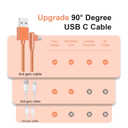 OCEEK USB-A to USB-C Right-Angle Cable 3Pack 6FT, Nylon Braided - size: 6FT