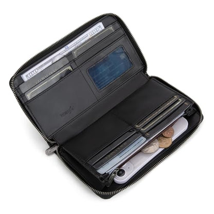 Wrangler Womens Wallet Wristlet Wallets for Women Large Capacity Women's Wallets Black Wallet Credit Card Holder for Women Men - color: A-Black