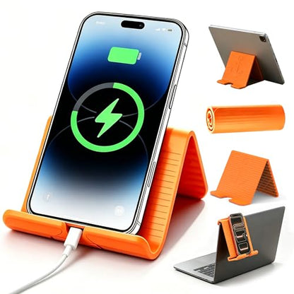 Portable Foldable Silicone Phone Laptop Pad Stand Orange - color: Orange