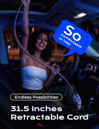 LISEN 96W Fast Charging Retractable Car Charger[USB C Cable & L Cable], 4 in 1 Retractable Car Charger Fast Charging Car Charger for iPhone 17 Pro Max 16 15 14 13, Samsung Galaxy S25/24,Black