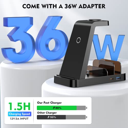 5 in 1 Wireless Charging Station, Magnetic Charging Dock, with 36W Adapter for phone16e 16 15 14 13 12 Pro Max, Watch Ultra/SE/Series, Pro/4/3/2