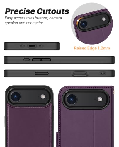 OCASE for iPhone Air Detachable Wallet Case with Card Holder, 2 in 1 PU Leather Flip Folio with RFID Blocking Stand Wrist Strap Shockproof Phone Cover 6.5 Inch 2025, Dark Purple - color: Dark Purple, size: iPhone Air