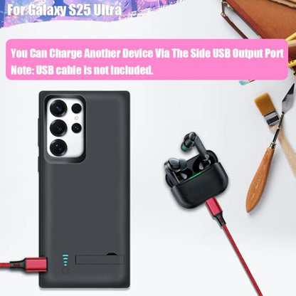 Sitong Battery Case for Samsung Galaxy S25 Ultra, 5000mAh Rechargeable Extended Battery Charging Charger Case, Add 100% Extra Juice (6.9 Inches) Black